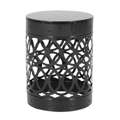 Modern Black Outdoor Table - Large With Iron Cut Design And Durability Metal Side Chic Ornamentation