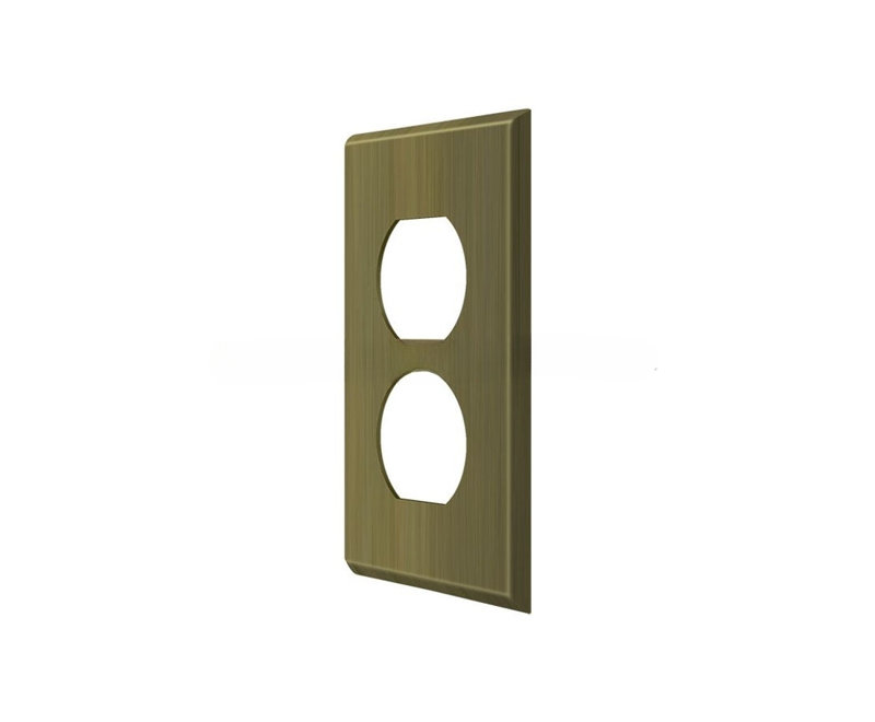 Deltana SWP4752CR003 Switch Plate, Double Outlet in PVD Polished Brass, Polished Brass