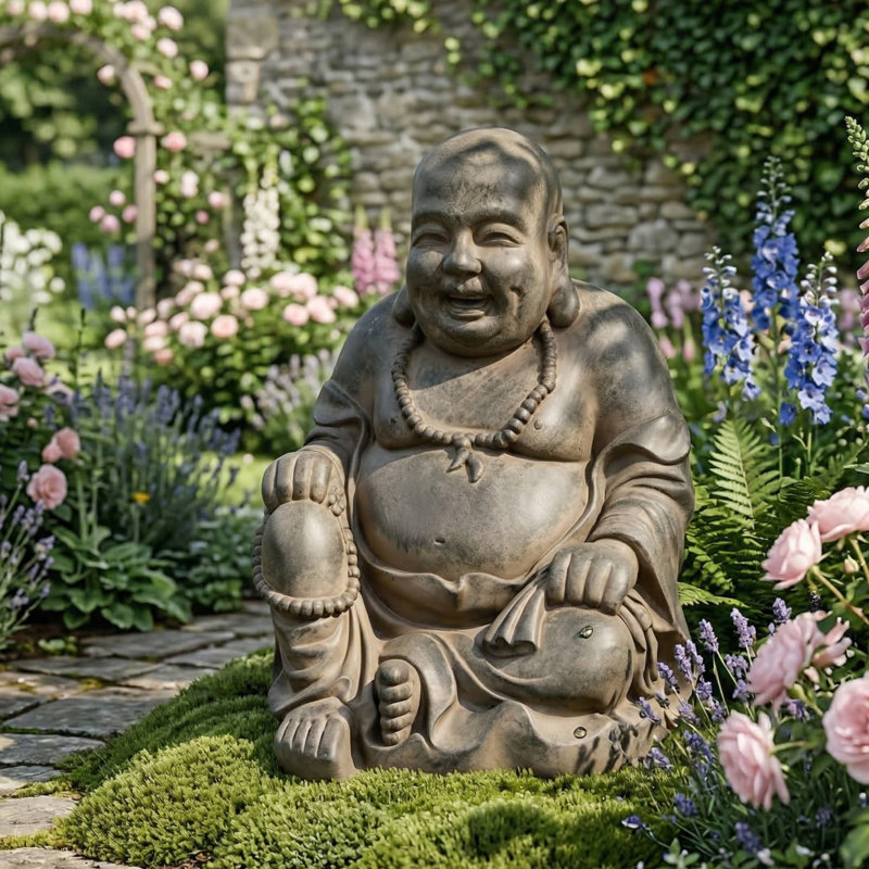 BUDDHIST MONK Sitting 43cm, Rust