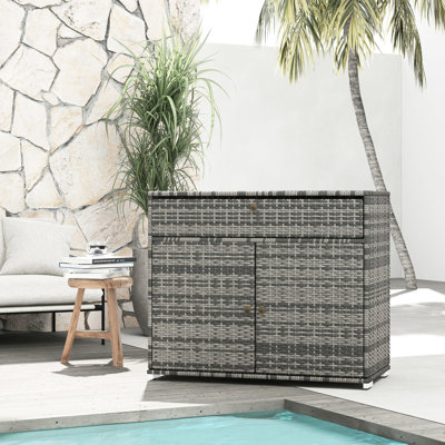 Bath Towel Rack & Pool Storage - Accessory Container Freestanding Pe Cabinet With Drawer For Spa Gray Outdoor Organizer Hot Tub Unit Area