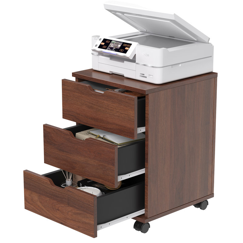 Antojuan 15.74'' Wide 3 -Drawer Mobile File Cabinet, Brown