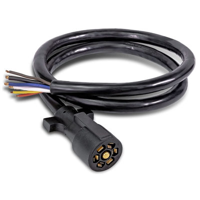 DR. Faisceau de câbles à fiche de remorque à 7 voies INFRARED HEATER, câble en ligne robuste résistant aux intempéries et à la corrosion avec gaine en PVC robuste, fiche standard pour véhicule récréatif et camping-car