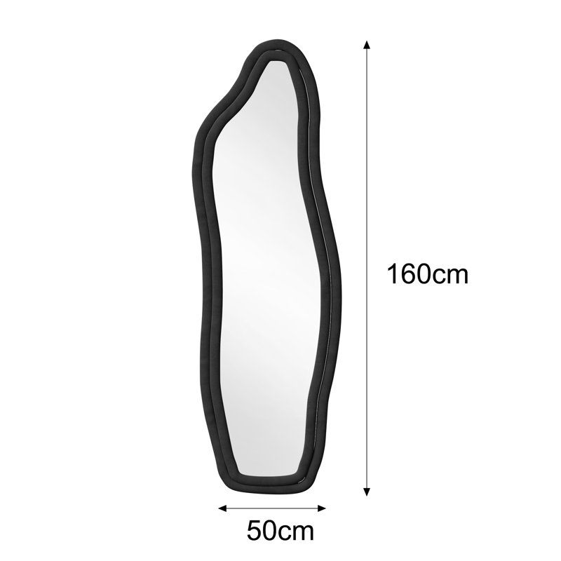 Aleaya Fabric Half-circle Mirror, Black, 140cm H x 45cm W