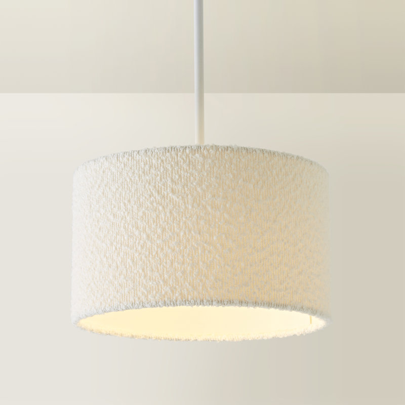 20cm H Cotton Drum Pendant Shade ( Screw On ), 15cm H x 25cm W x 25cm D, Cream