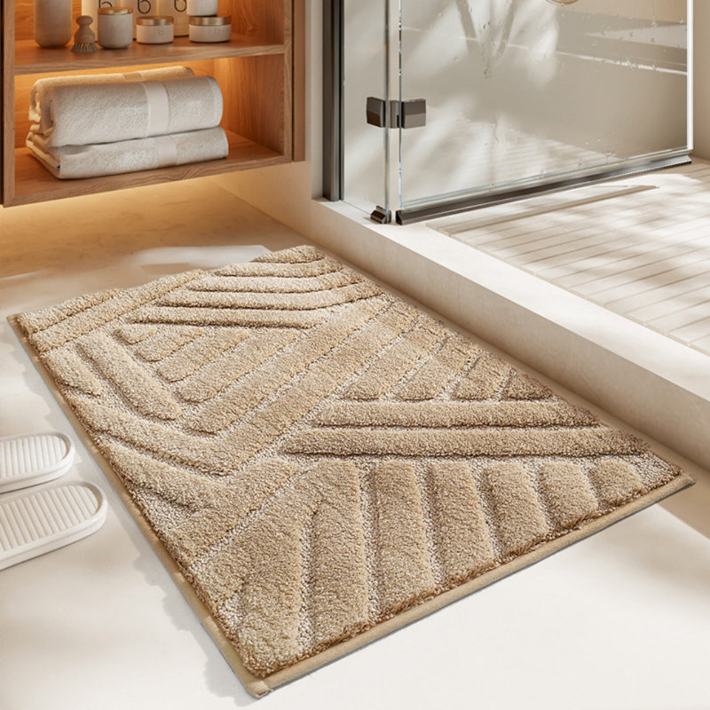 Ibnou Bath Rug with Non-Slip Backing, Beige, 51" L x 20" W