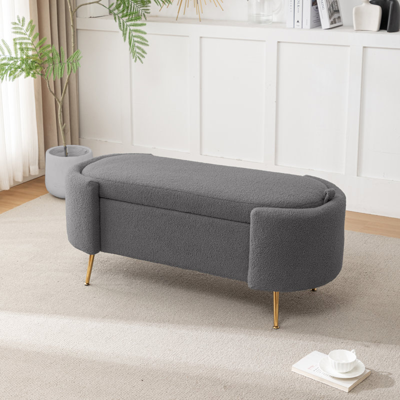 Banc de rangement rembourré Kaycey, Gris