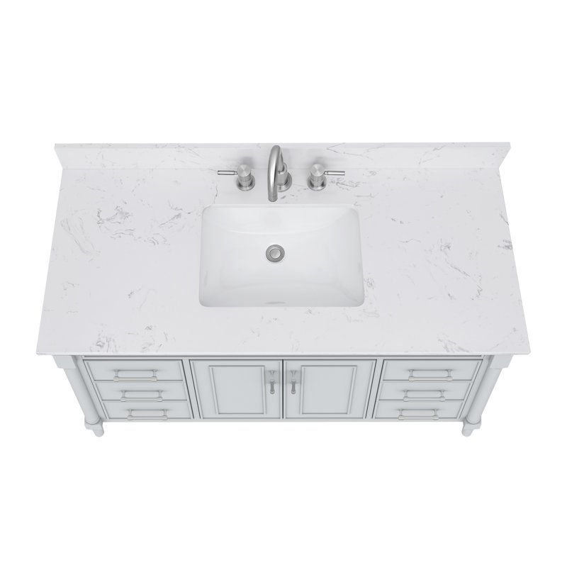 Light Gray 49'' Single Bathroom Vanity with Engineered Stone Top