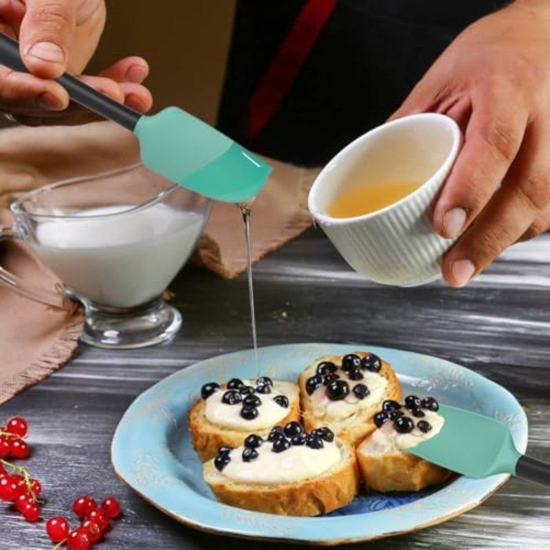Ensemble de 5 spatules en silicone, résistantes aux hautes températures, en silicone de qualité alimentaire, compatibles avec le lave-vaisselle, pour la cuisson et la pâtisserie (vert turquoise)