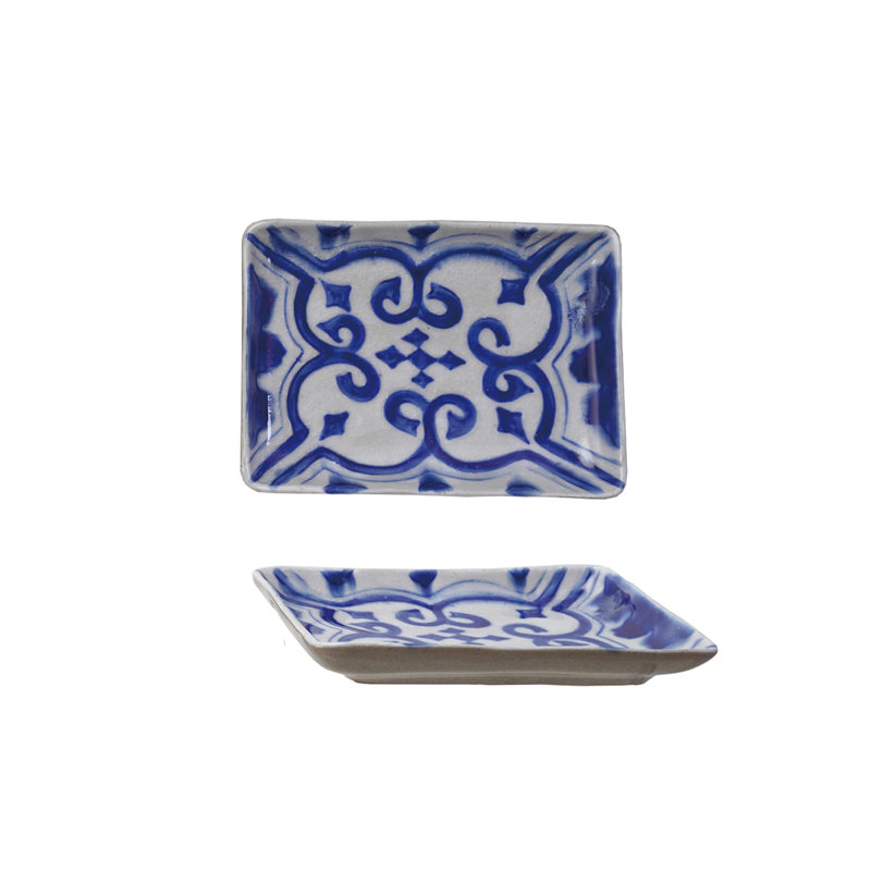 S/4 6"L Stoneware Plate W Crackle Glaze