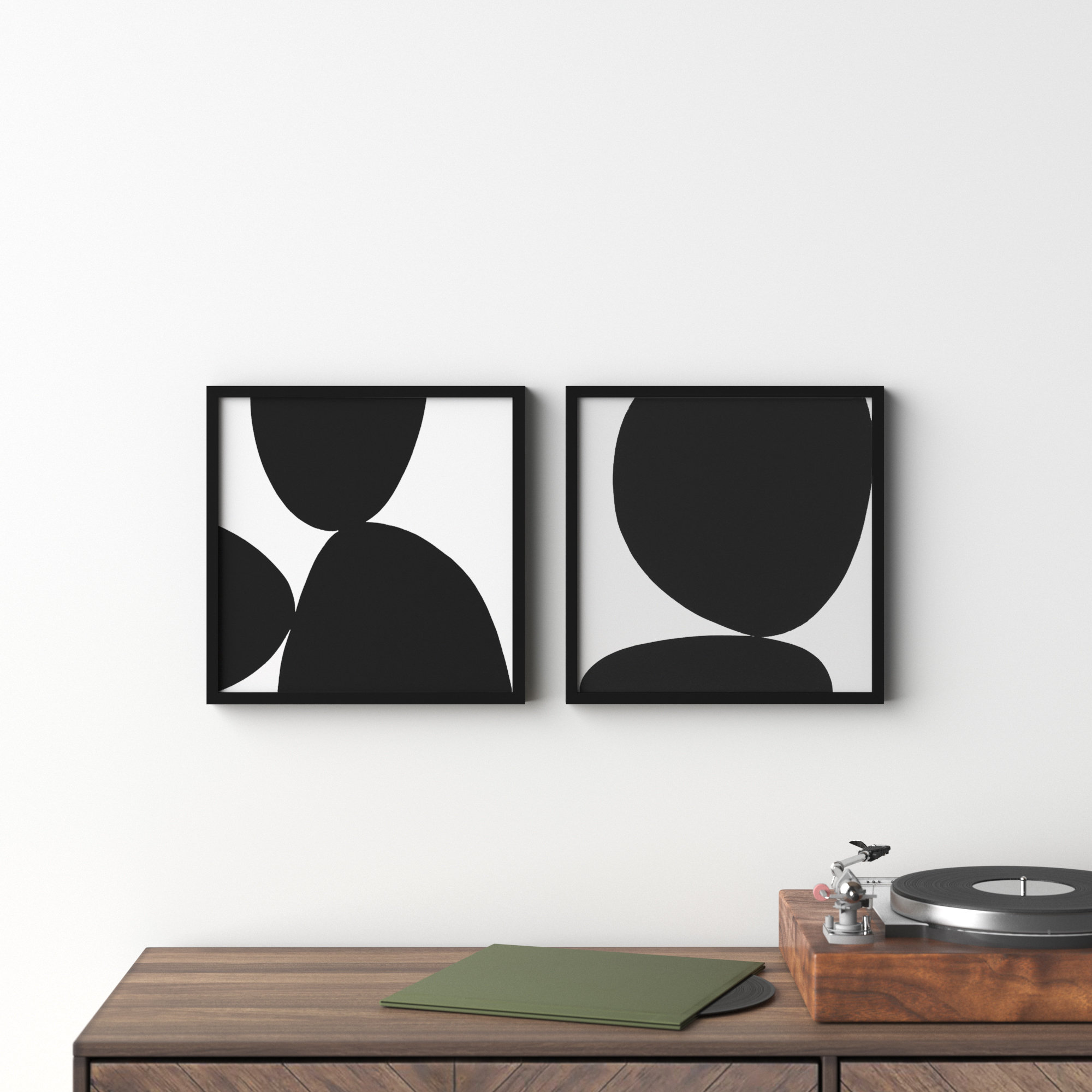 Black Ink by Lee Lessem, 16" H x 16" W x 1.25" D, Black Framed