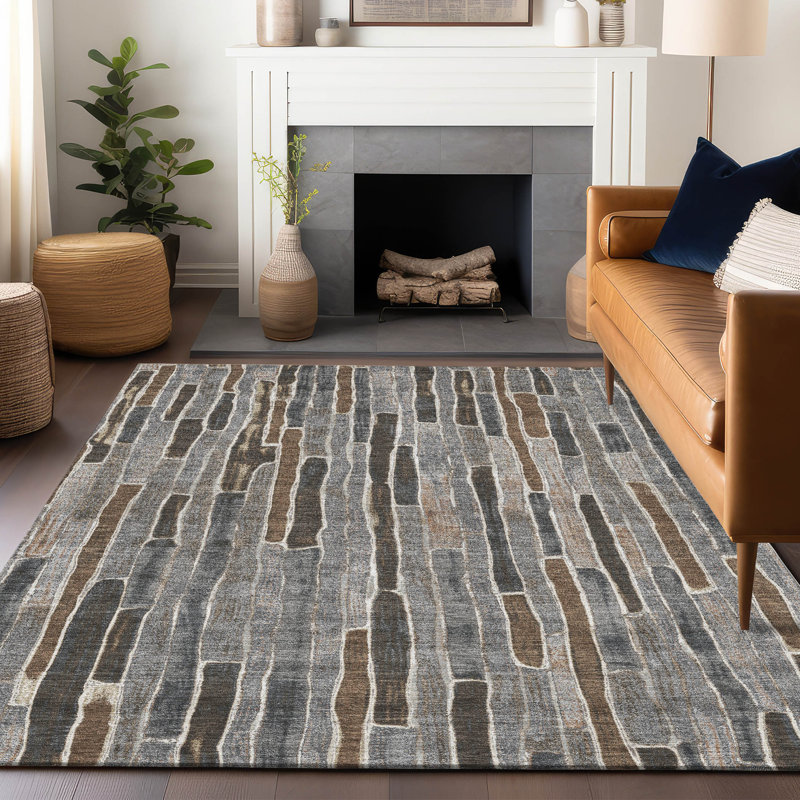 Tapis intérieur / extérieur gris lavable Casava , 5 pi x 7 pi 6 po