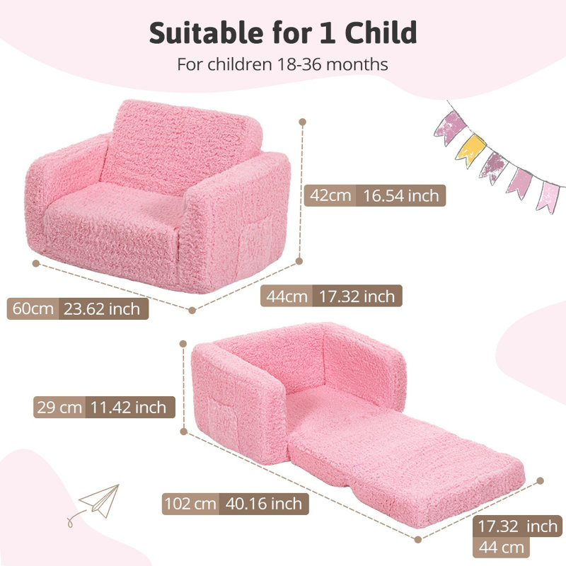 Canapé pour enfants, chaises-lits pour tout-petits, canapé pliant pour enfants, Rose