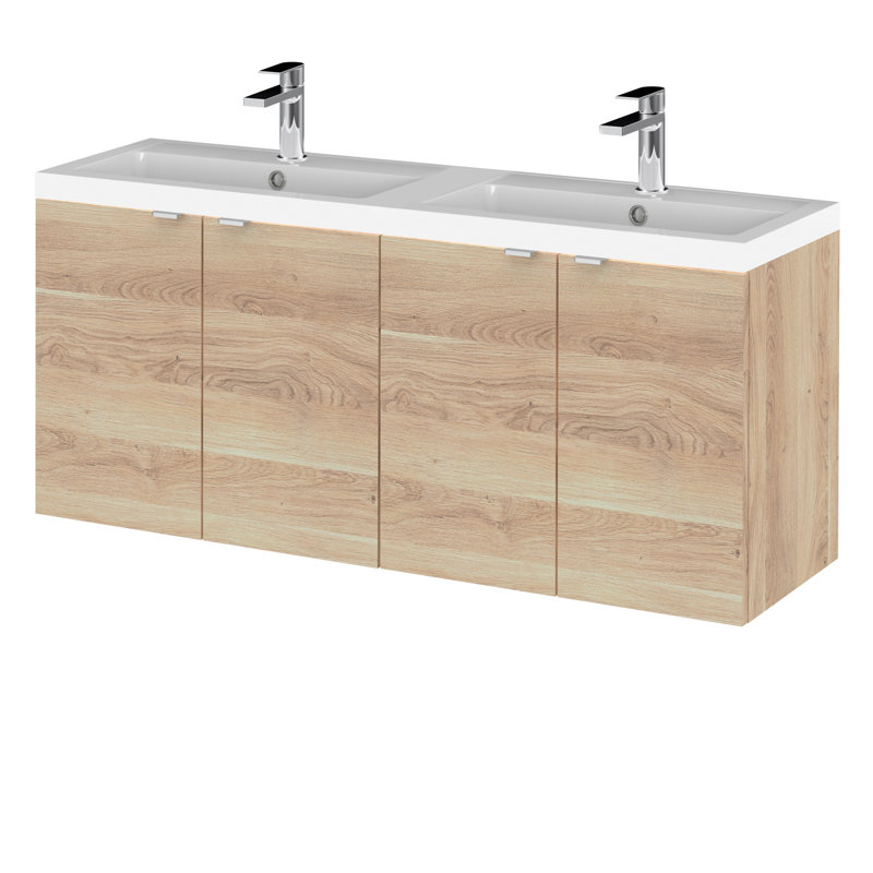 120.5mm Double Bathroom Vanity with Drop In Poly Marble Basin