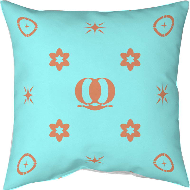 Coussin en polyester filé personnalisable 2 caractères de luxe Q Khieu Luxury, Oui, Bleu sarcelle / brun