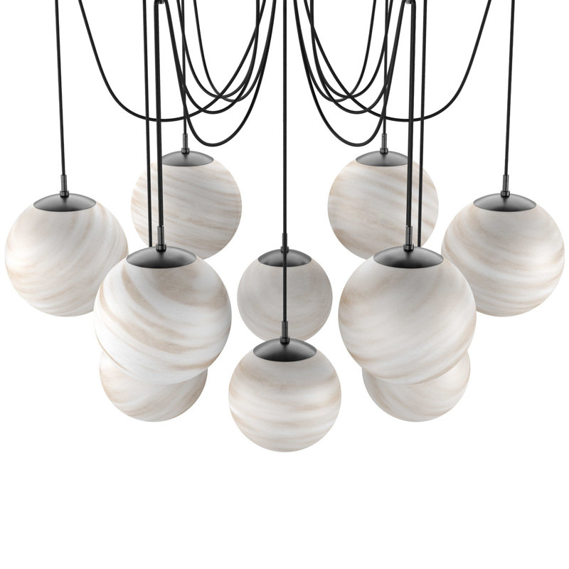 Spider 13 - Light Chandelier, Black Gunmetal, Marble Matte