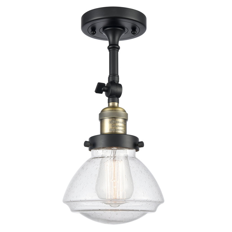 Plafonnier semi-encastré 1 lumière 6,75 po Chesterville, Ampoule non incluse, Grainé, Laiton antique noir