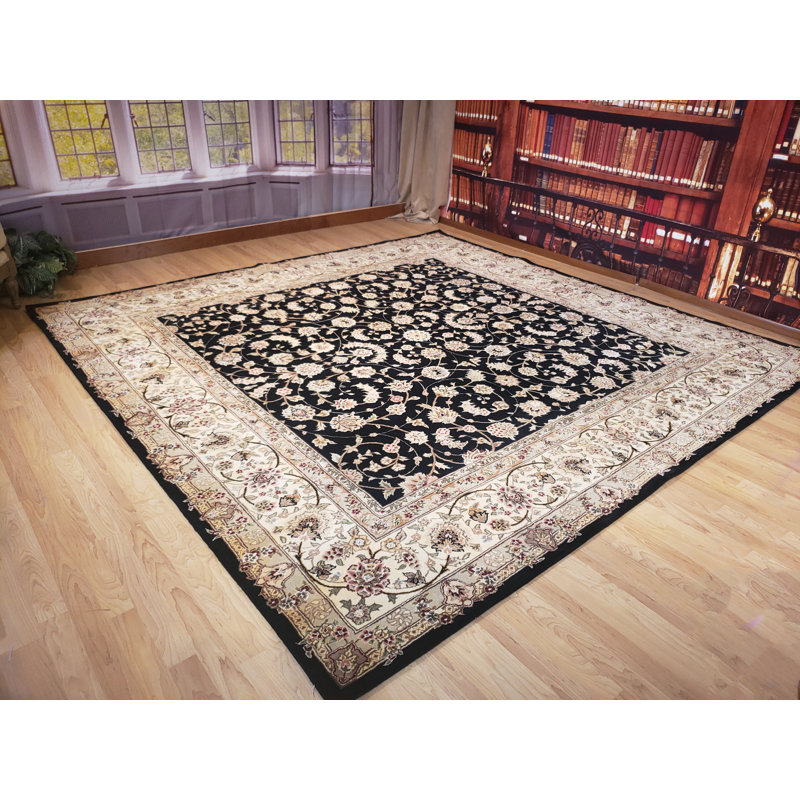 Tapis noir / ivoire Premier, Carré 8 pi