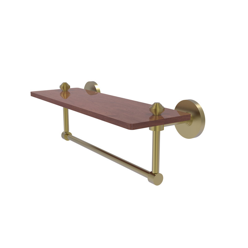 Trond Bracket Shelf with Towel Bar, Satin Brass, 5" H x 16" W x 5" D