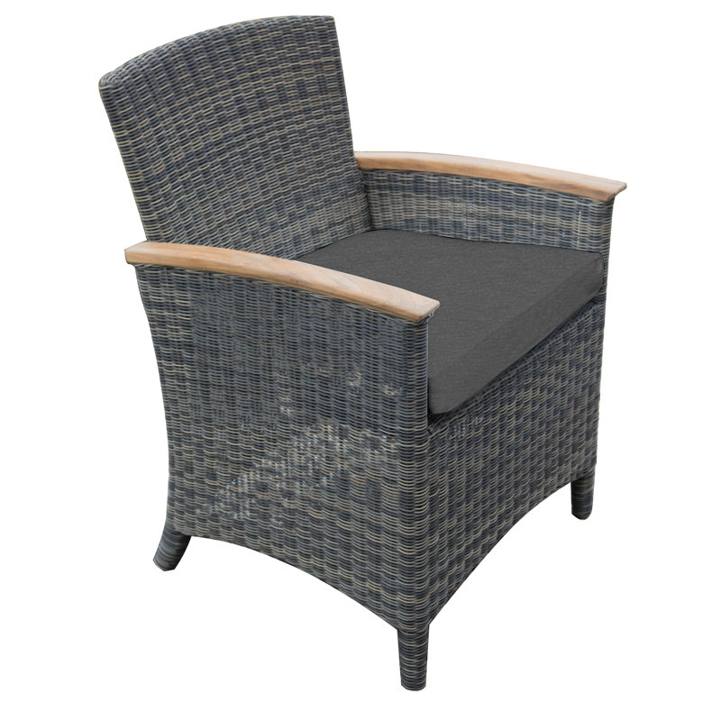 Bella Wicker Outdoor Dining Armchair, Cast Charcoal, Brown