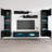 100" Modern Floating Wall Mounted Entertainment Center with 16-Color LED Lighting, High Gloss Finish-770923906