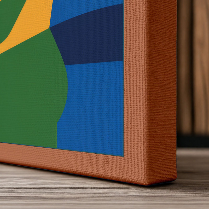 Figures in Embrace Geometric 1 Piece Wrapped Canvas Wall Art, 36x24 - 91.4 x 61.0 cm, Terracotta Border
