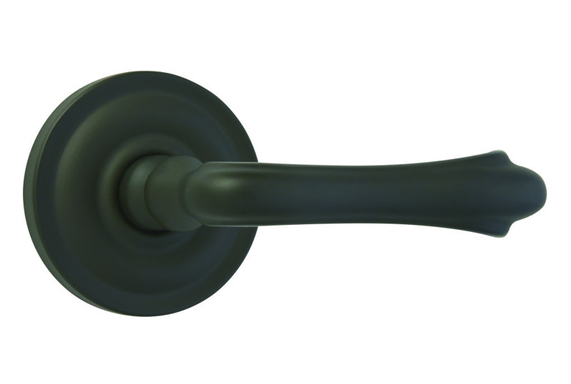 Fausse poignée de porte simple avec rosette ronde Bourne, Noir mat, Côté droit