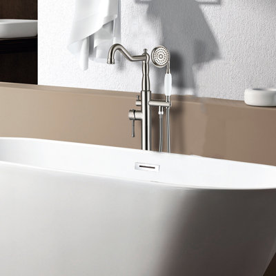 Robinet de baignoire autoportant en métal avec douche à main - corrosion, 6,39 po Hauteur élégante de la salle de bain 43,36 profondeur, modernisation moderne