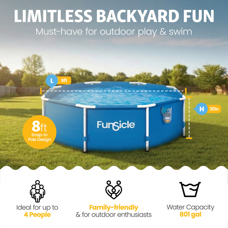 Plastic Round Frame Set Pool H x W x L , with Pump Included, 8 pi x 30 po, FiltraBoost Pump