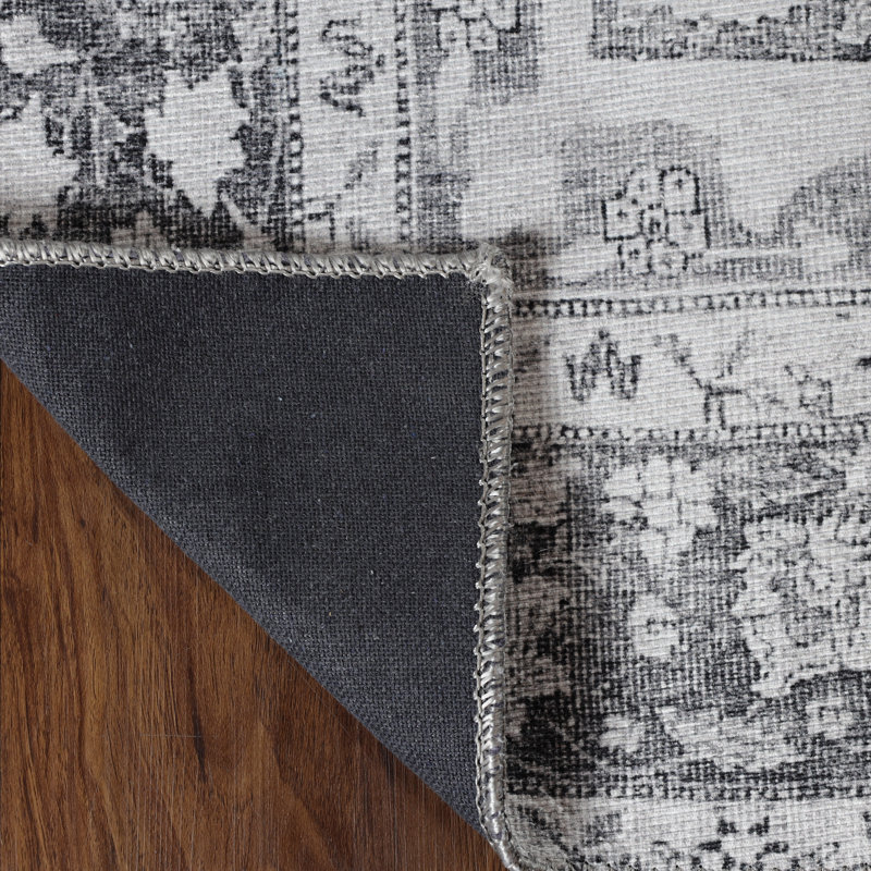 Oakes Modern Oriental Medallion Indoor Charcoal Area Rug, Runner 2'6" x 7'6"