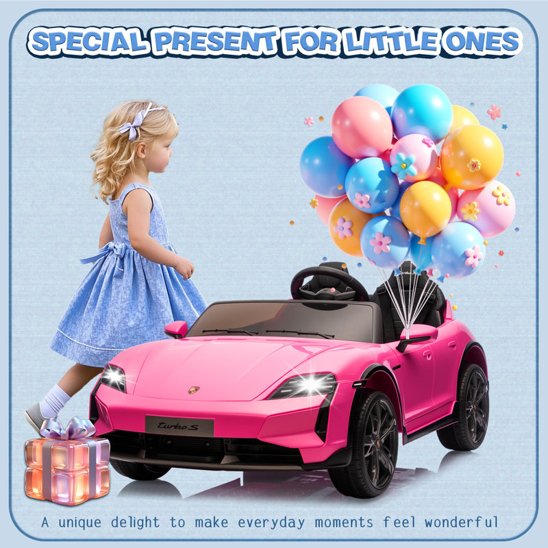 Jouet pour enfant à pile sous licence avec batterie de voiture 24V avec télécommande Tay Tay Turbo Turbo de 24 V, Rose