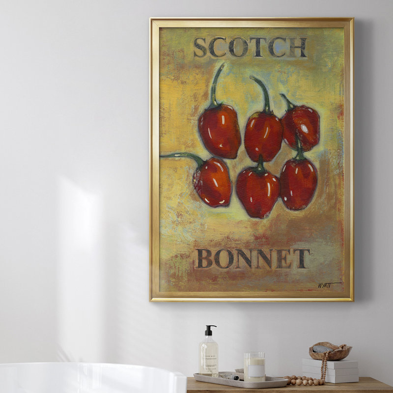 Toile encadrée de qualité supérieure Scotch Bonnet - prête à être accrochée, Or, H 42,5 po x l 30,5 po