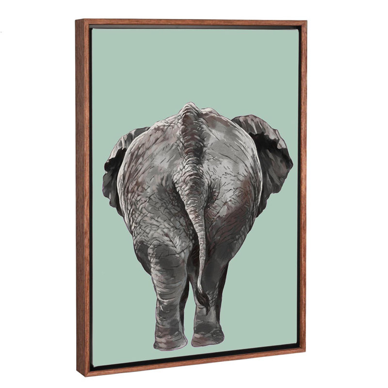 Art de bout éléphant, H 40 po x l 26 po x P 1,5 po, Toile avec cadre en bois classique