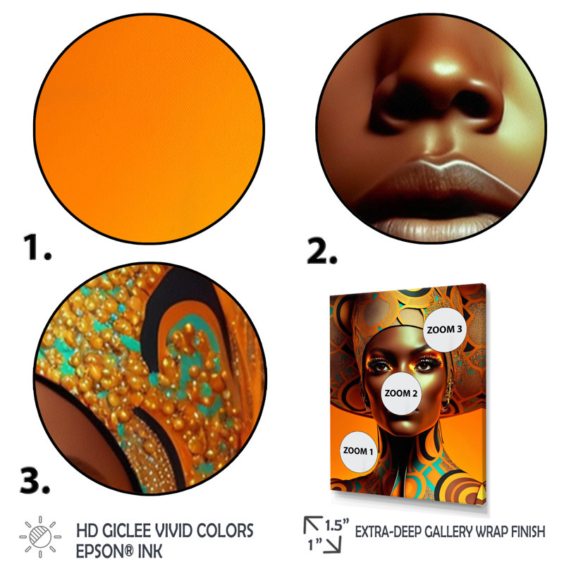 «Allard Exquiste African Woman Design», reproduction d'art sur toile, H 32 po x l 24 po x P 1 po, Toile tendue