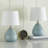 Novack 14.5" Modern Blue Ceramic Table Lamp Set with Pre-Assembled White Linen Shade-814344445