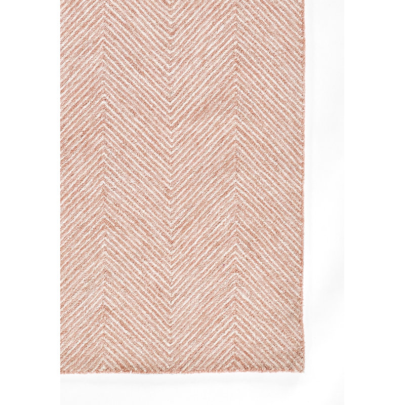 Charles Hand Tufted Wool Zig Zag Area Rug in Pink, Rectangle 8' x 10'