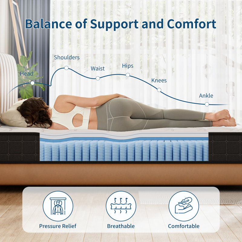 6 Inch Hybrid Mattress in a Box – Pocket Coil & Foam Support, King