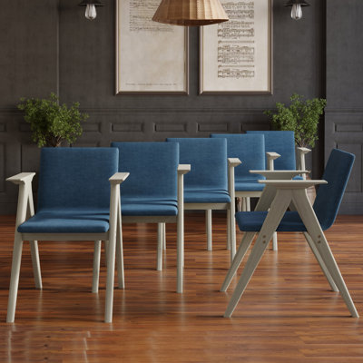 Nawatha Linen Arm Chair in Blue