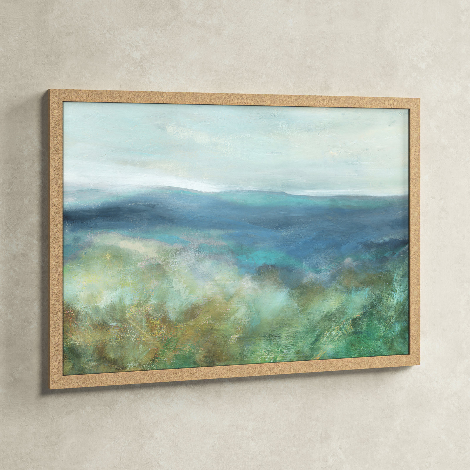 Adamsville "Blue Mountain Overlook" Painting, Natural Framed, 30.5" H x 42.5" W x 1.12" D