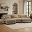 Canapé d'angle modulaire en forme de U avec poufs amovibles, canapé d'angle moderne 3 places avec coussins lombaires et accoudoirs rembourrés, canapé convertible en L pour salon