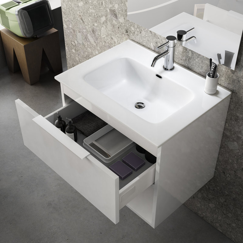 Bainter 610mm Single Bathroom Vanity with Integrated Ceramic Basin, White
