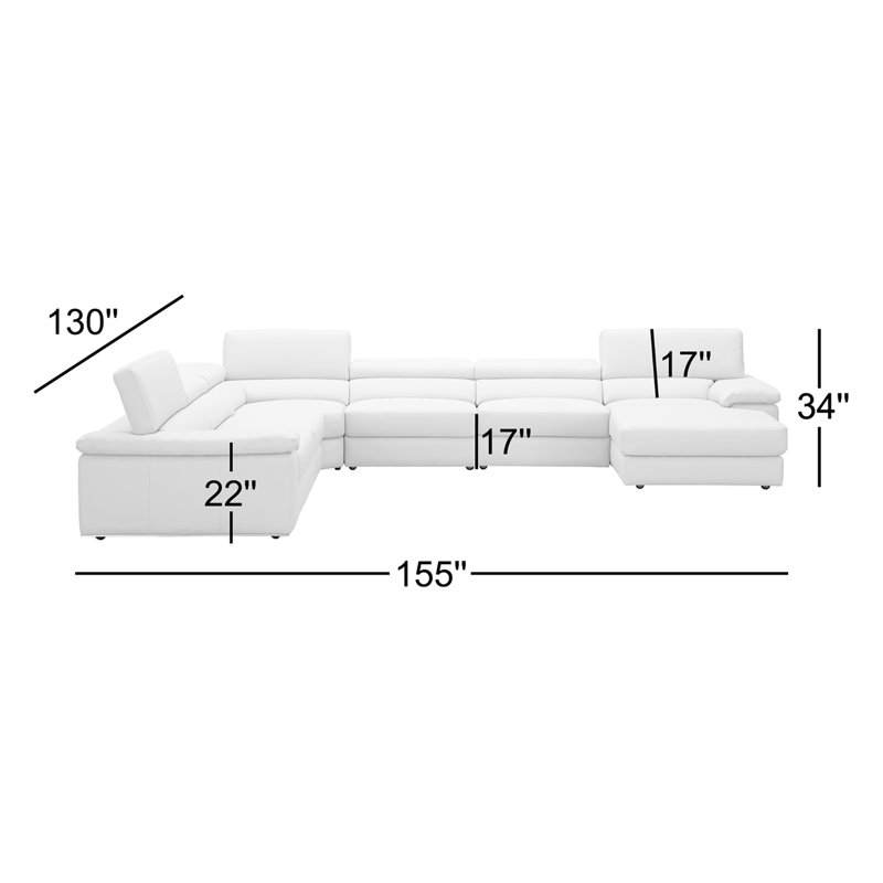 Upholstered L-Shaped Sectional, Left Hand Facing, Silver/Gray Genuine Leather