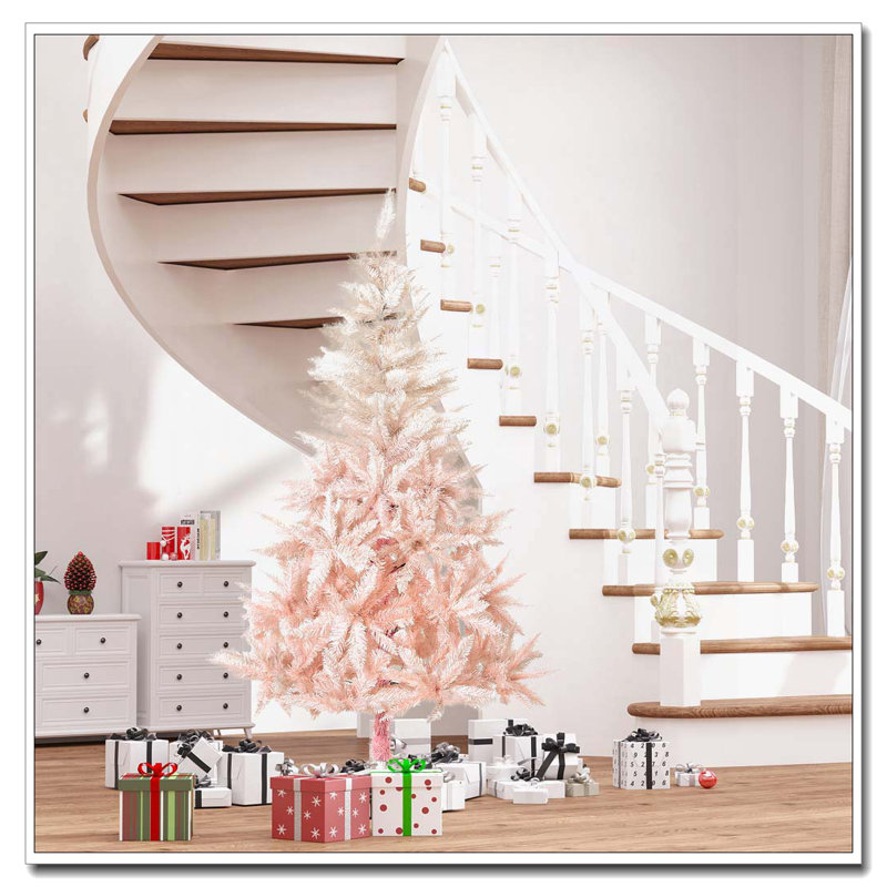Arbre de Noël artificiel épinette rose 7 pi, H 7 pi