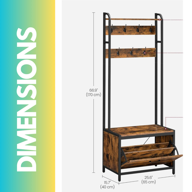 Berdan Hall Tree 65cm Wide with Bench and Shoe Storage