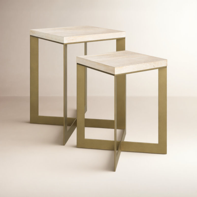 Tables gigognes Tulane, Antique / brun clair