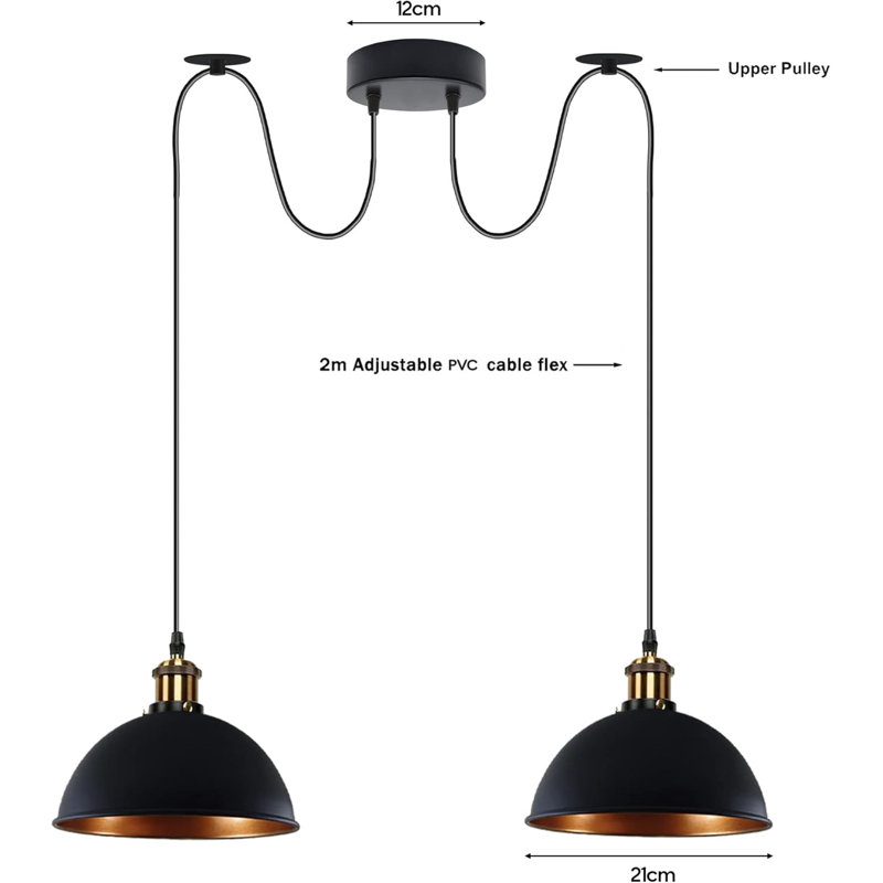2 - Light Black Dome Pendant