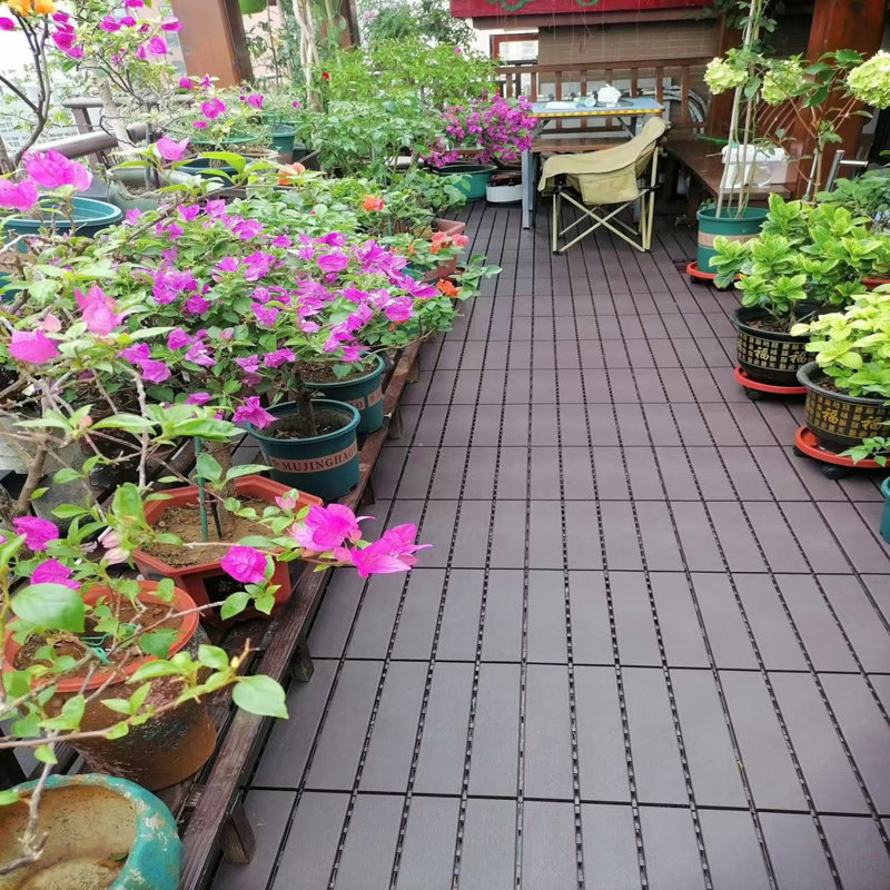 Carreaux de terrasse en plastique emboîtables, 44 paquets de tuiles de terrasse, Light Brown