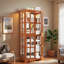 Vitrine antique avec portes en verre, tablettes réglables en verre et lumière DEL