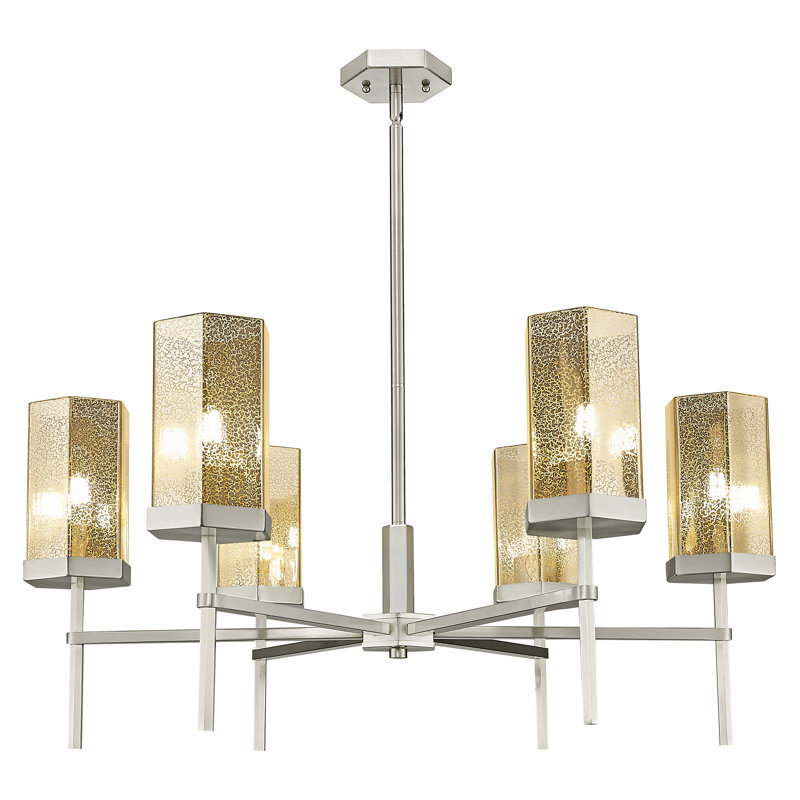 Downtown Urban - Nemec - Lustre suspendu 6 lumières 32 po , Mercure, Nickel satiné