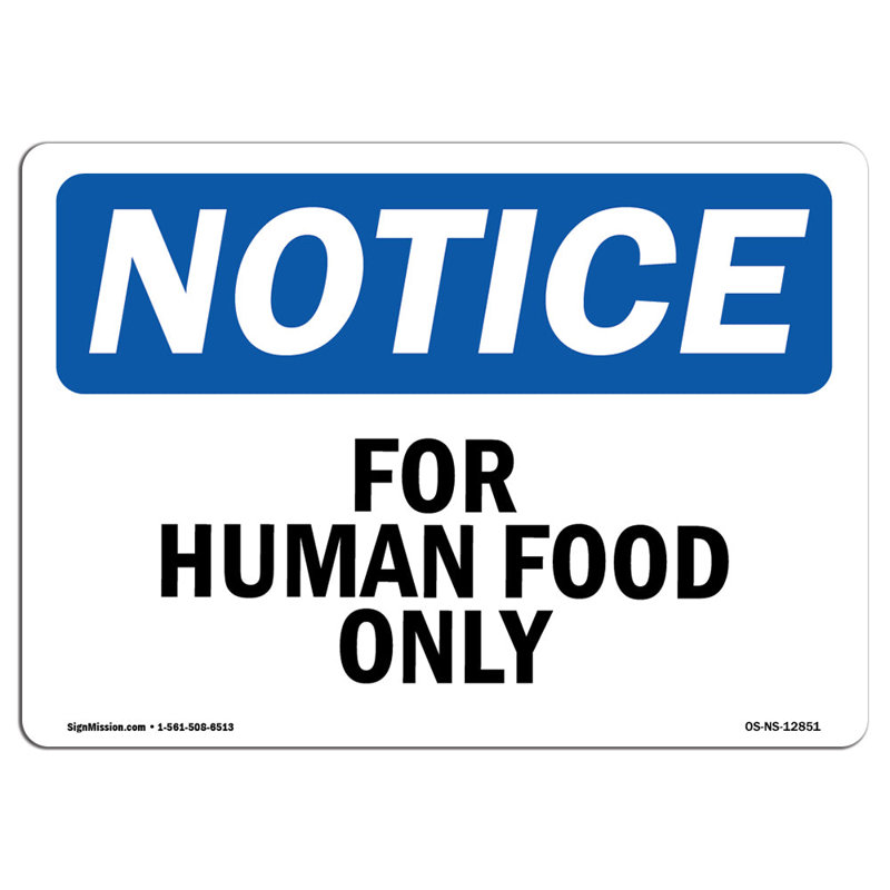 Enseigne pour l'alimentation humaine seulement