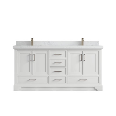 Meuble-lavabo double 72 po avec plateau en quartz Charlotte